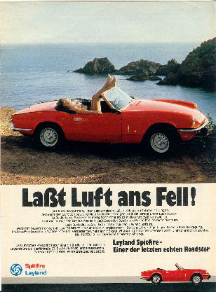 Triumph Spitfire 1500 Werbung -  La�t Luft ans Fell ...  